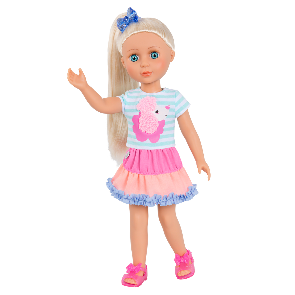 Poodle-themed outfit for 14-inch doll