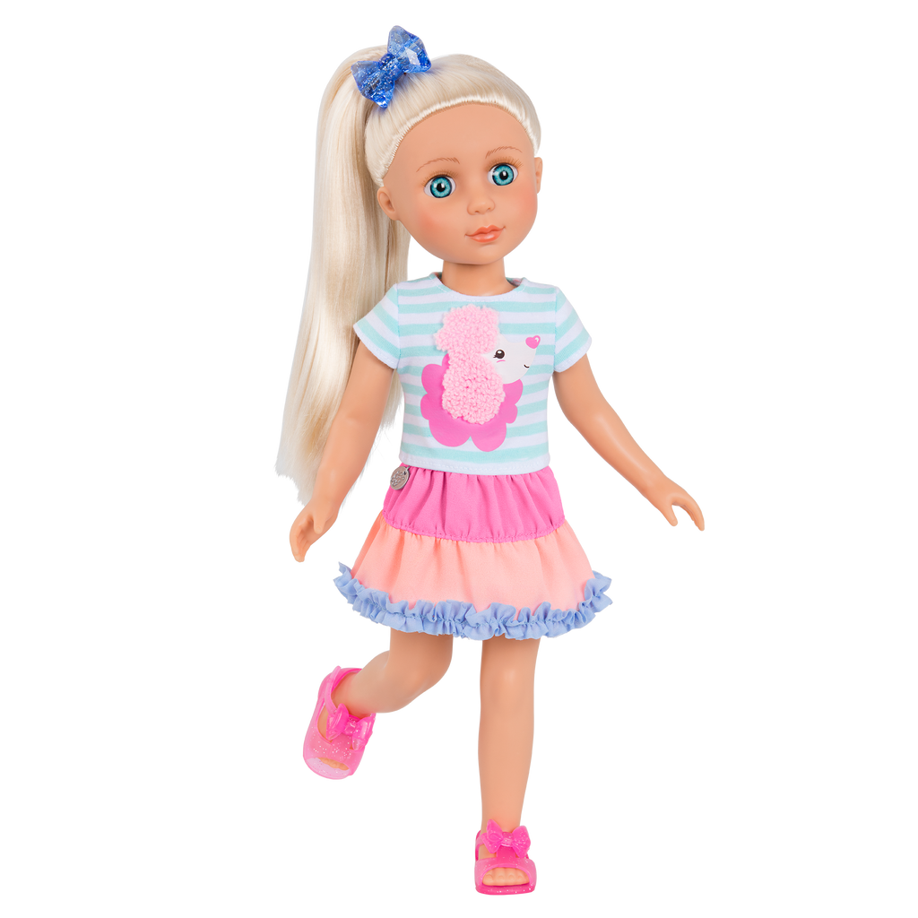 Poodle-themed outfit for 14-inch doll