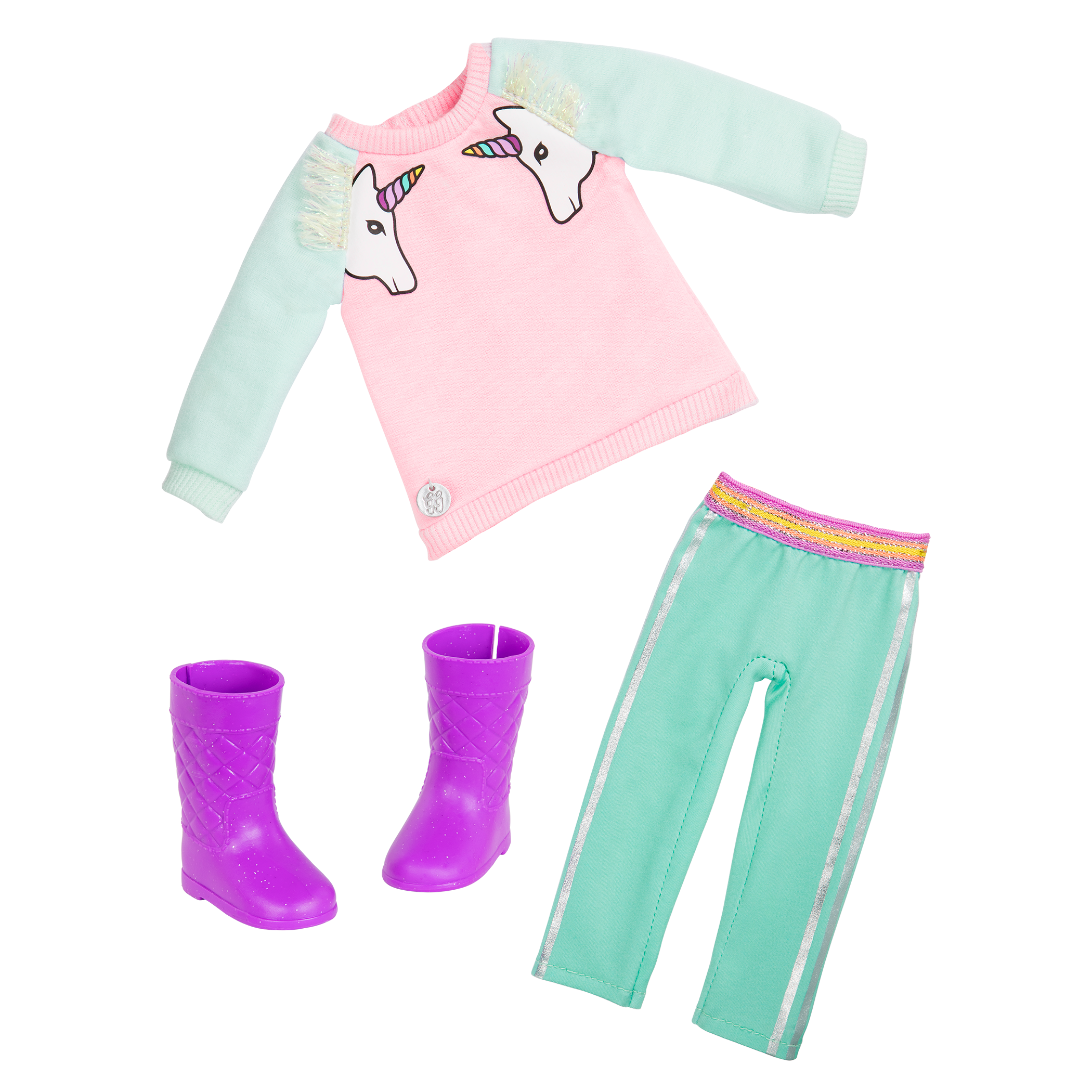Unicorn-themed outfit for 14-inch doll