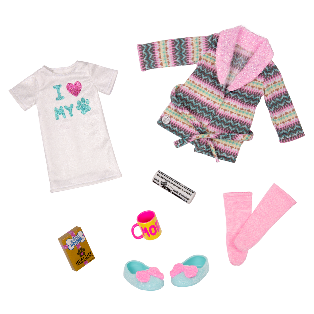 Robe and pet accessories for 14-inch doll