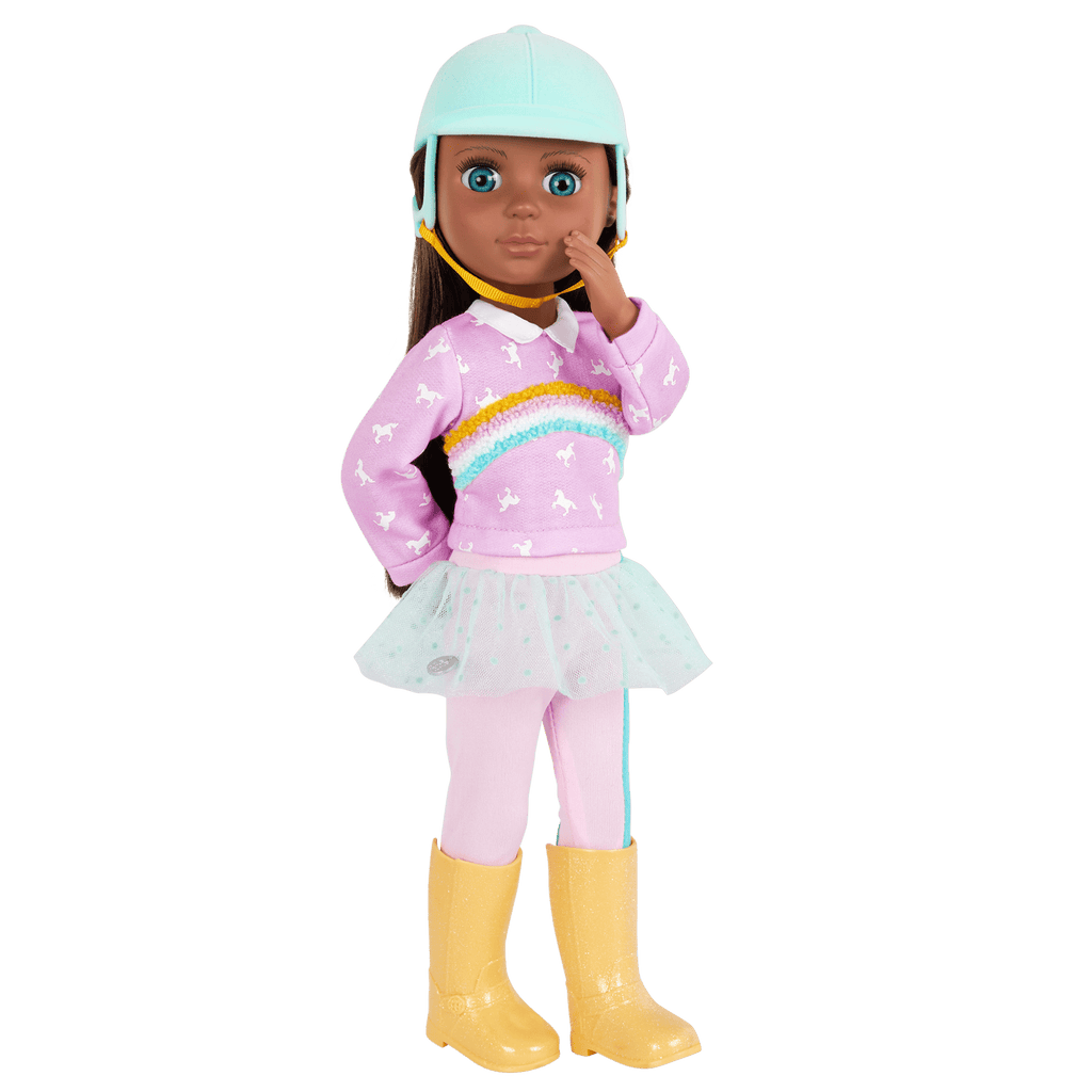 Doll riding outfit rainbow colors