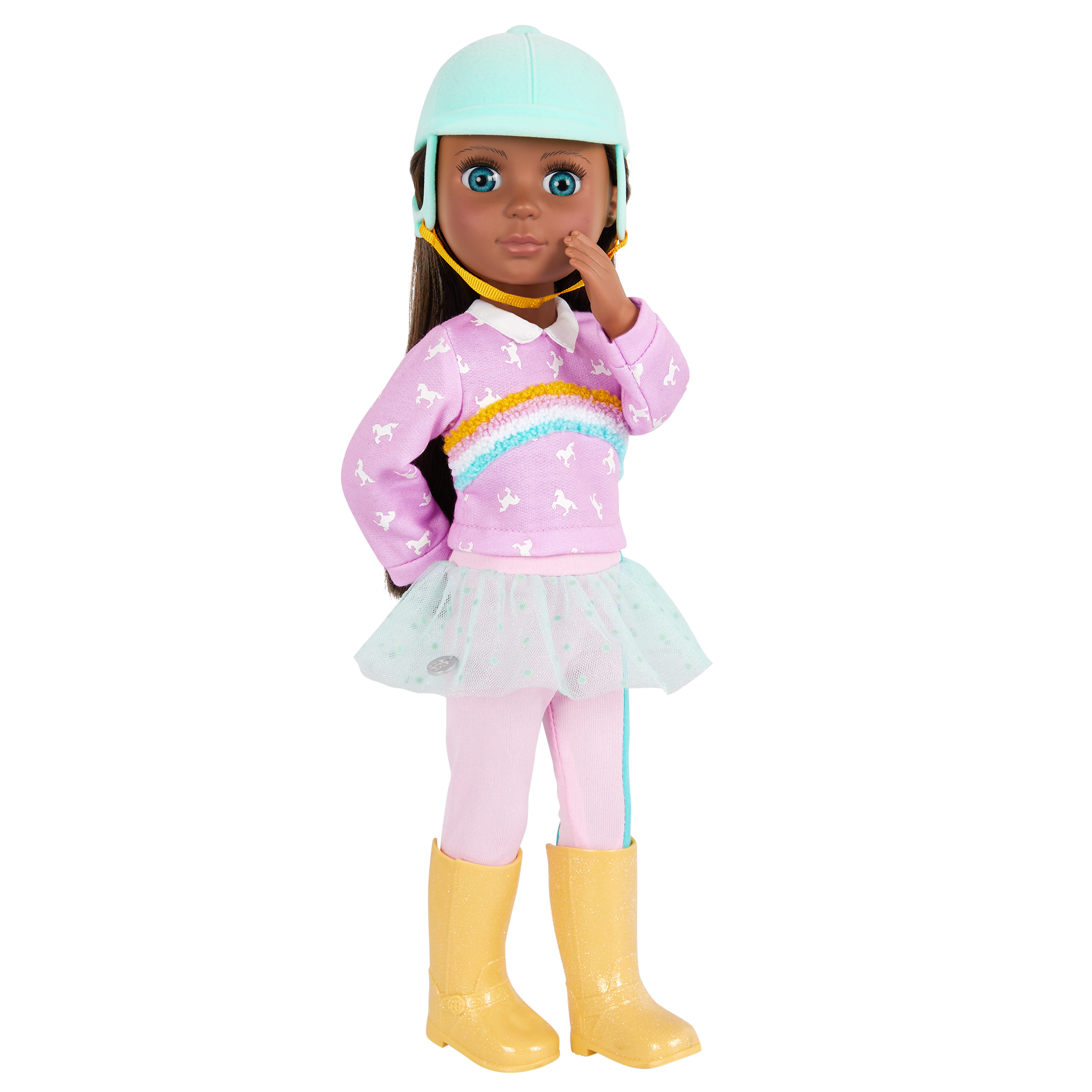 Doll riding outfit rainbow colors