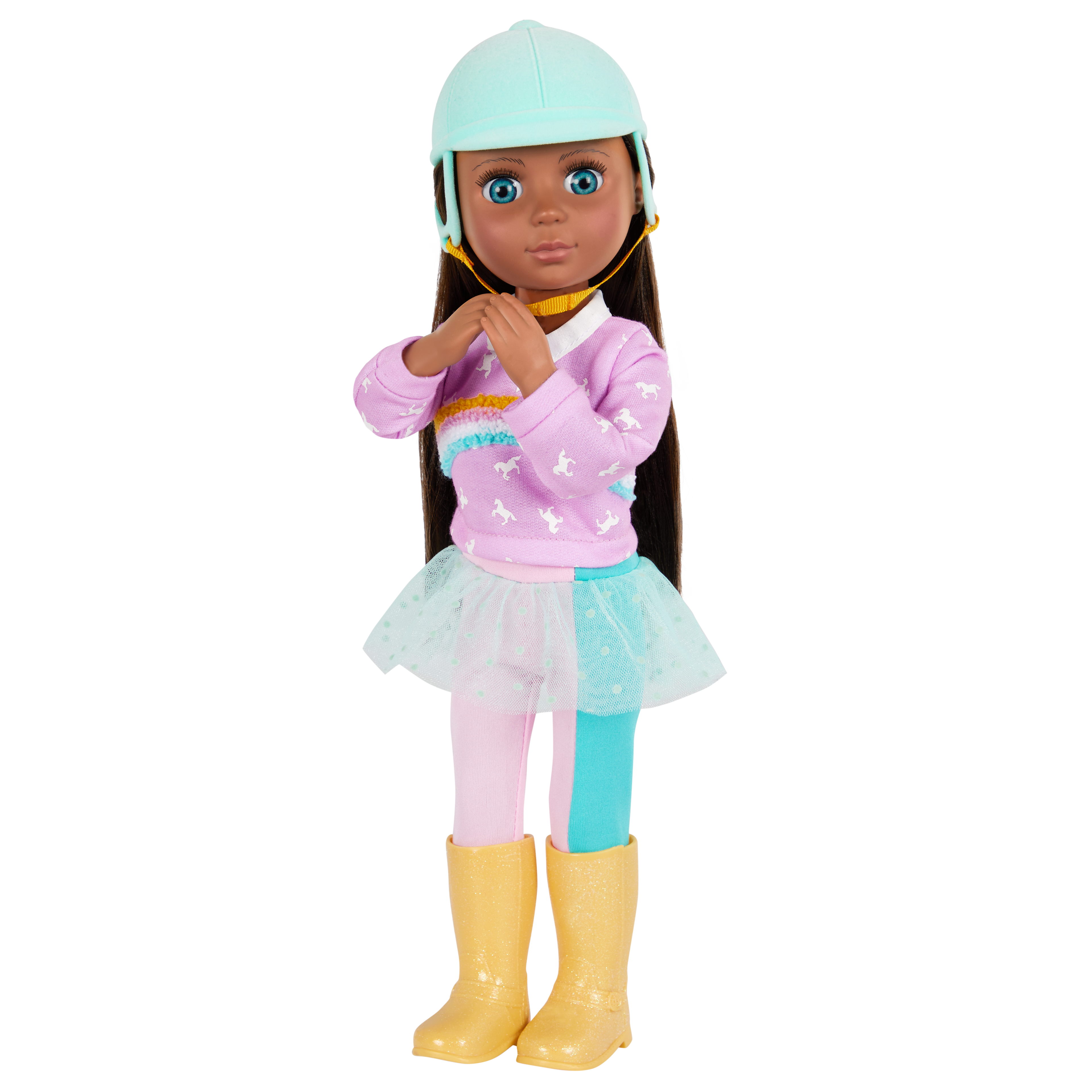 Doll riding outfit rainbow colors