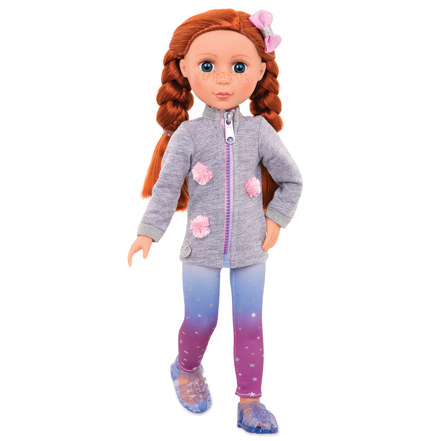 14-inch posable doll with red hair and blue eyes