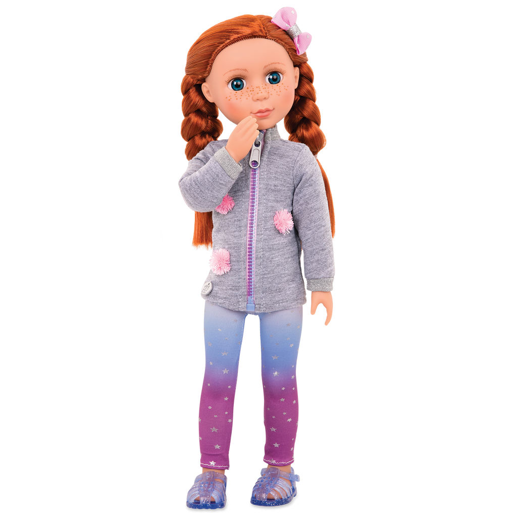14-inch posable doll with red hair and blue eyes
