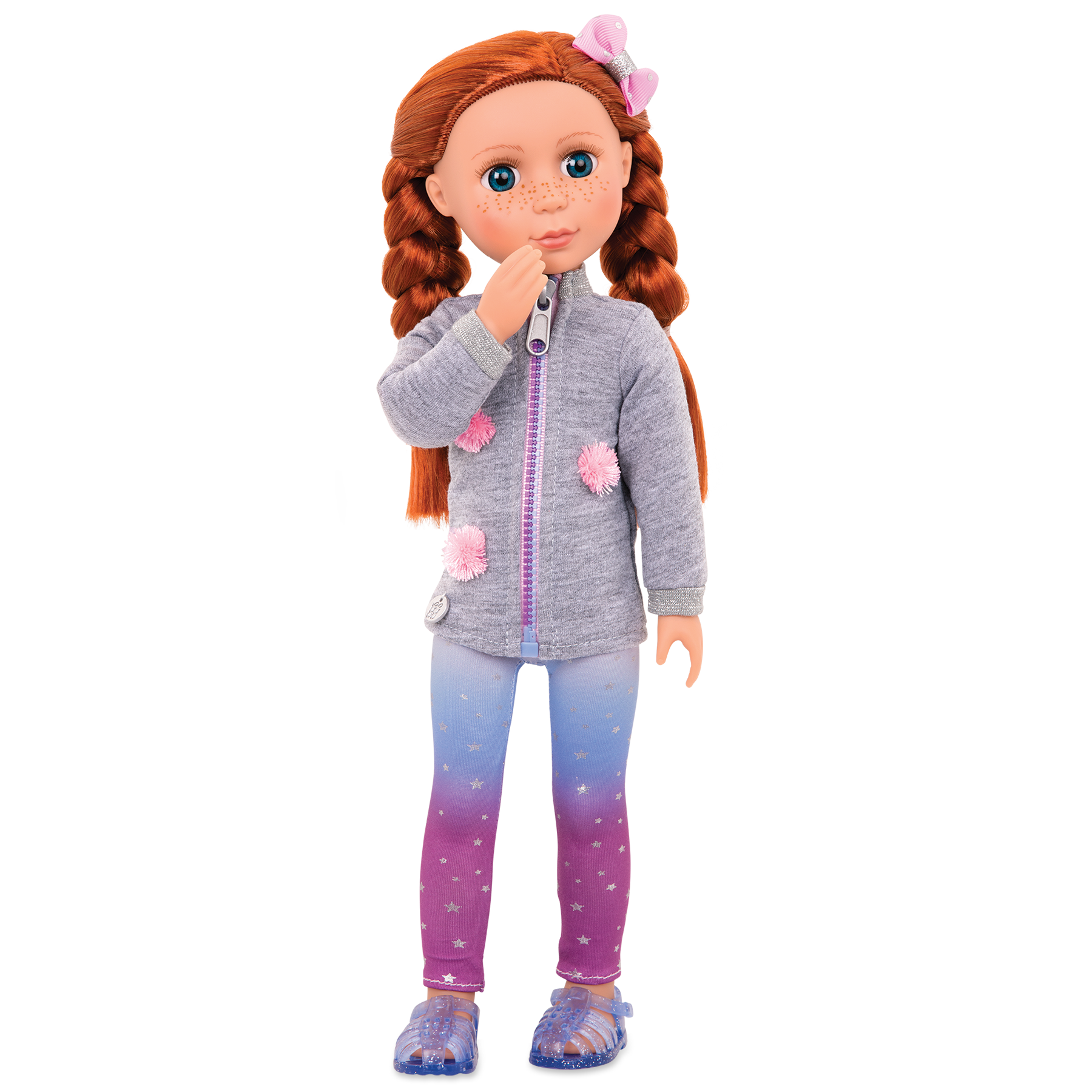 14-inch posable doll with red hair and blue eyes