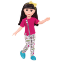 14-inch posable doll with black hair and brown eyes