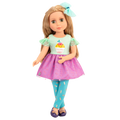 14-inch posable doll with blonde hair and green eyes