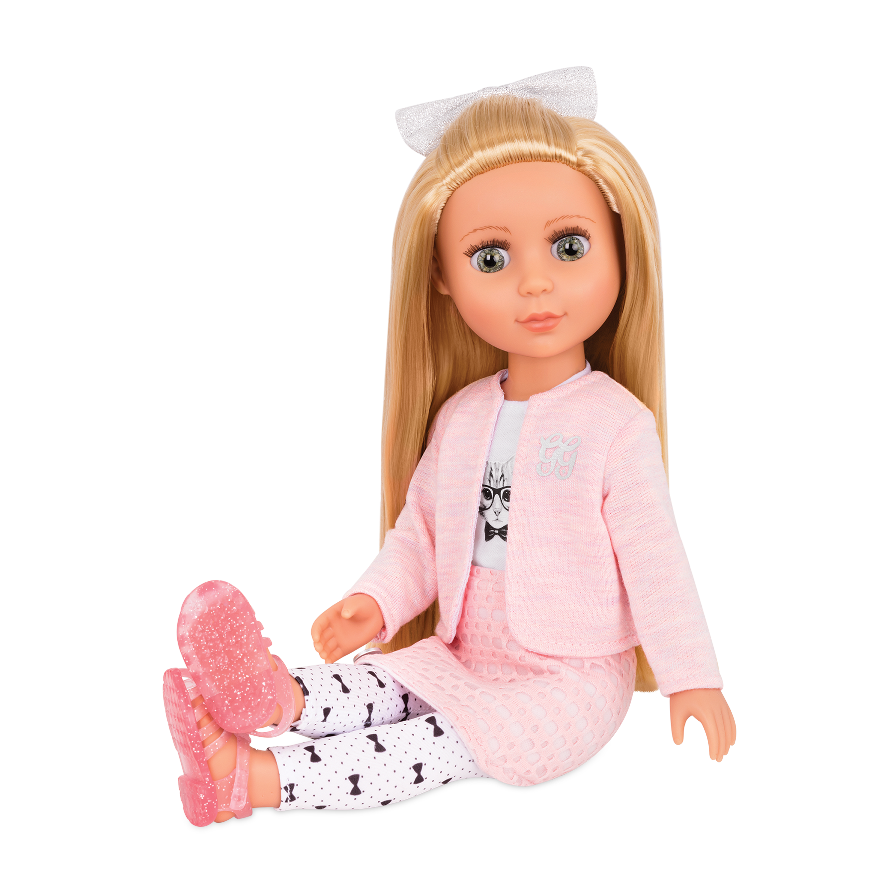 14-inch posable doll blonde hair and green eyes