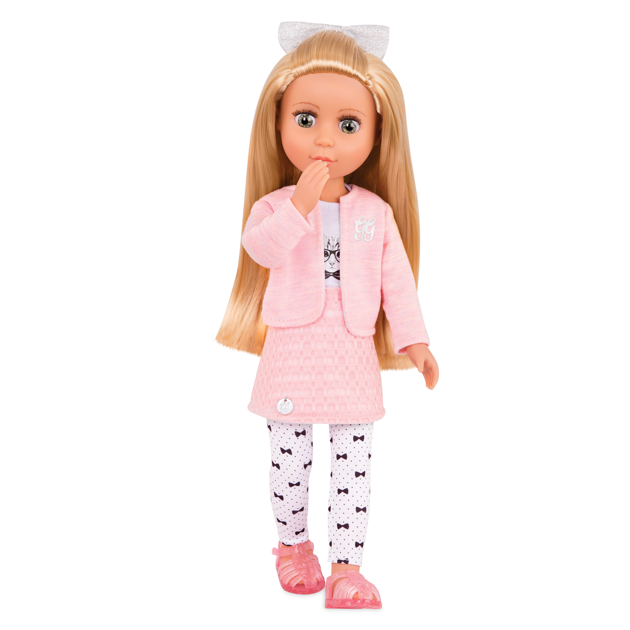 14-inch posable doll blonde hair and green eyes