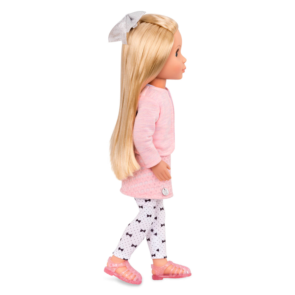 14-inch posable doll blonde hair and green eyes