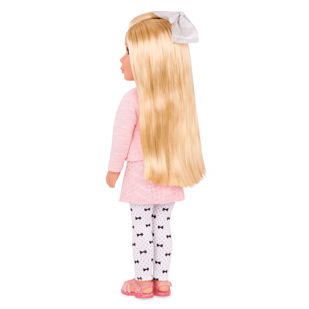 14-inch posable doll blonde hair and green eyes
