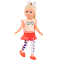 14-inch posable doll with blonde hair and blue eyes