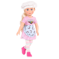 14-inch posable doll with blonde hair and blue eyes