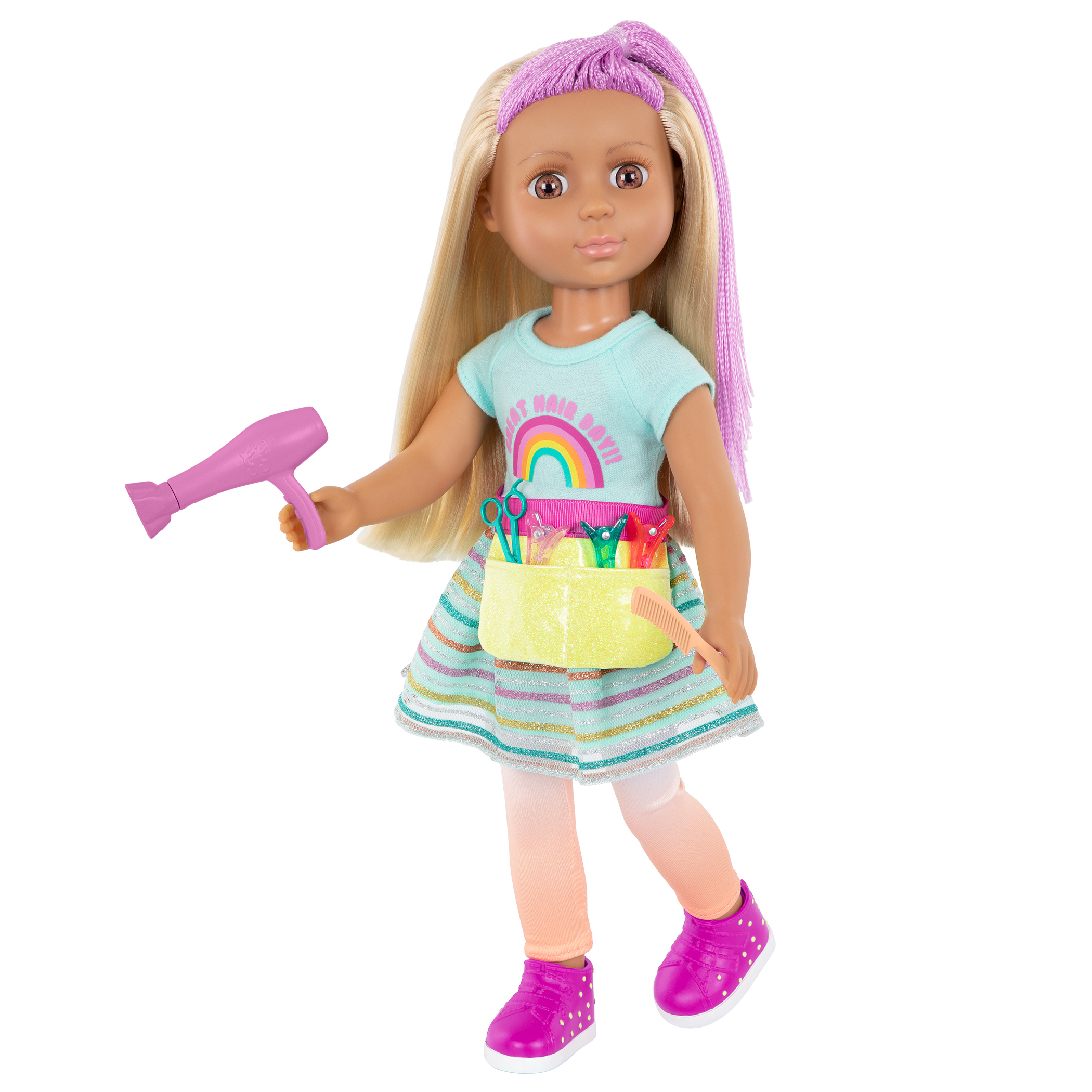 14-inch posable doll with hairdressing accessories