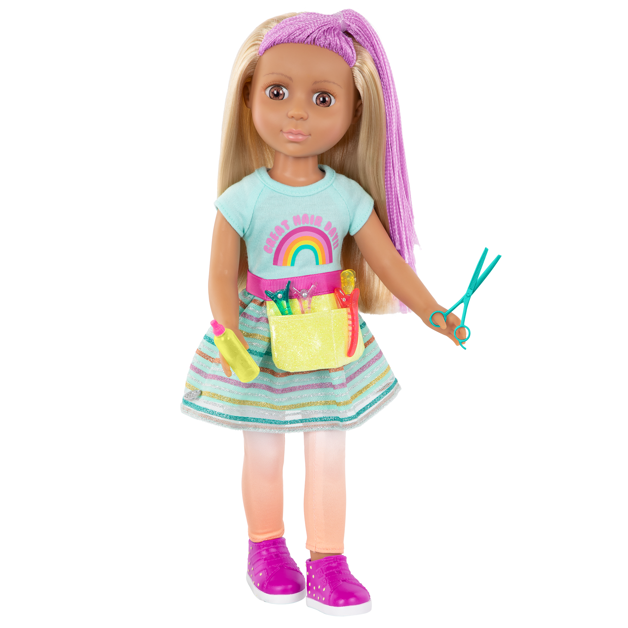 14-inch posable doll with hairdressing accessories