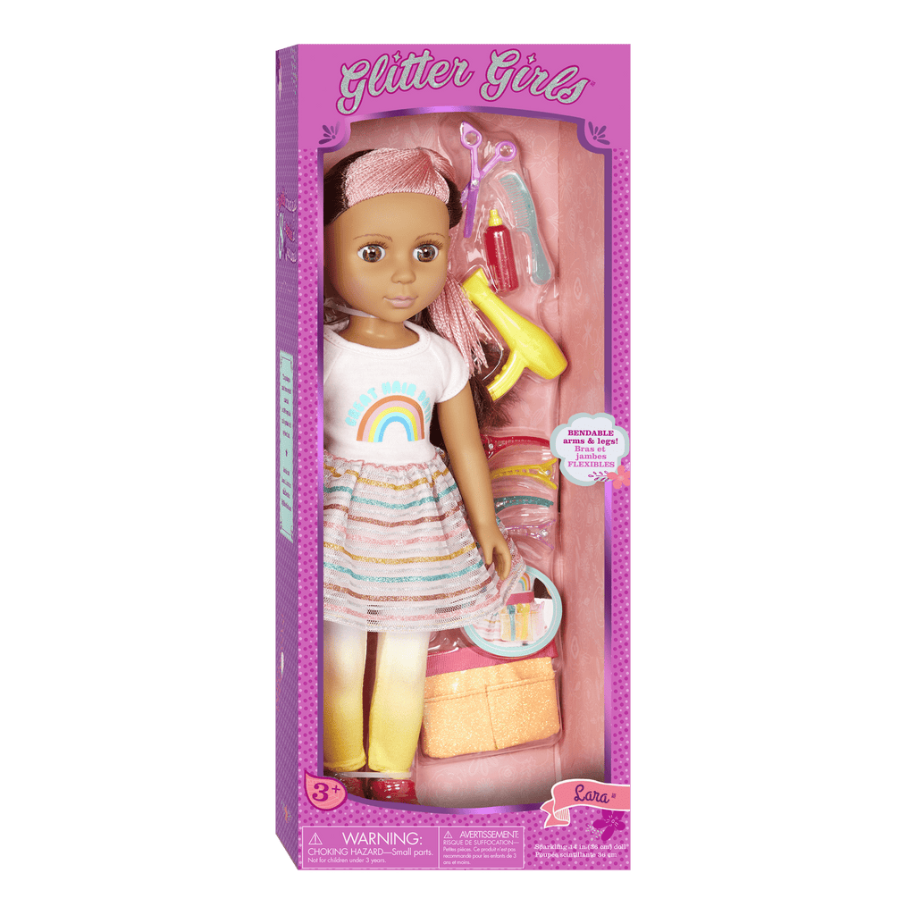14-inch posable doll with hairdressing accessories