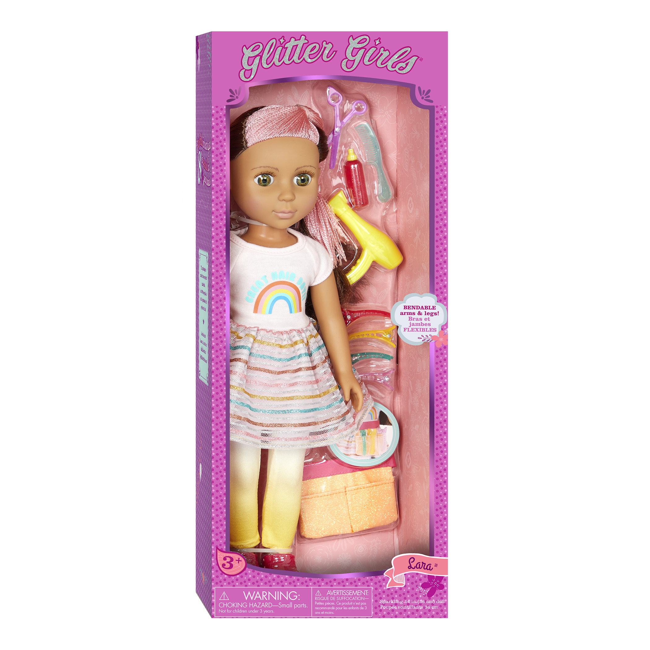 14-inch posable doll with hairdressing accessories