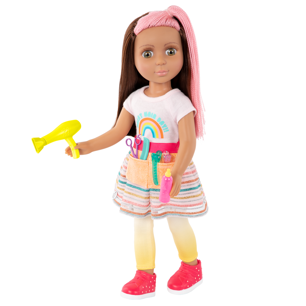 14-inch posable doll with hairdressing accessories
