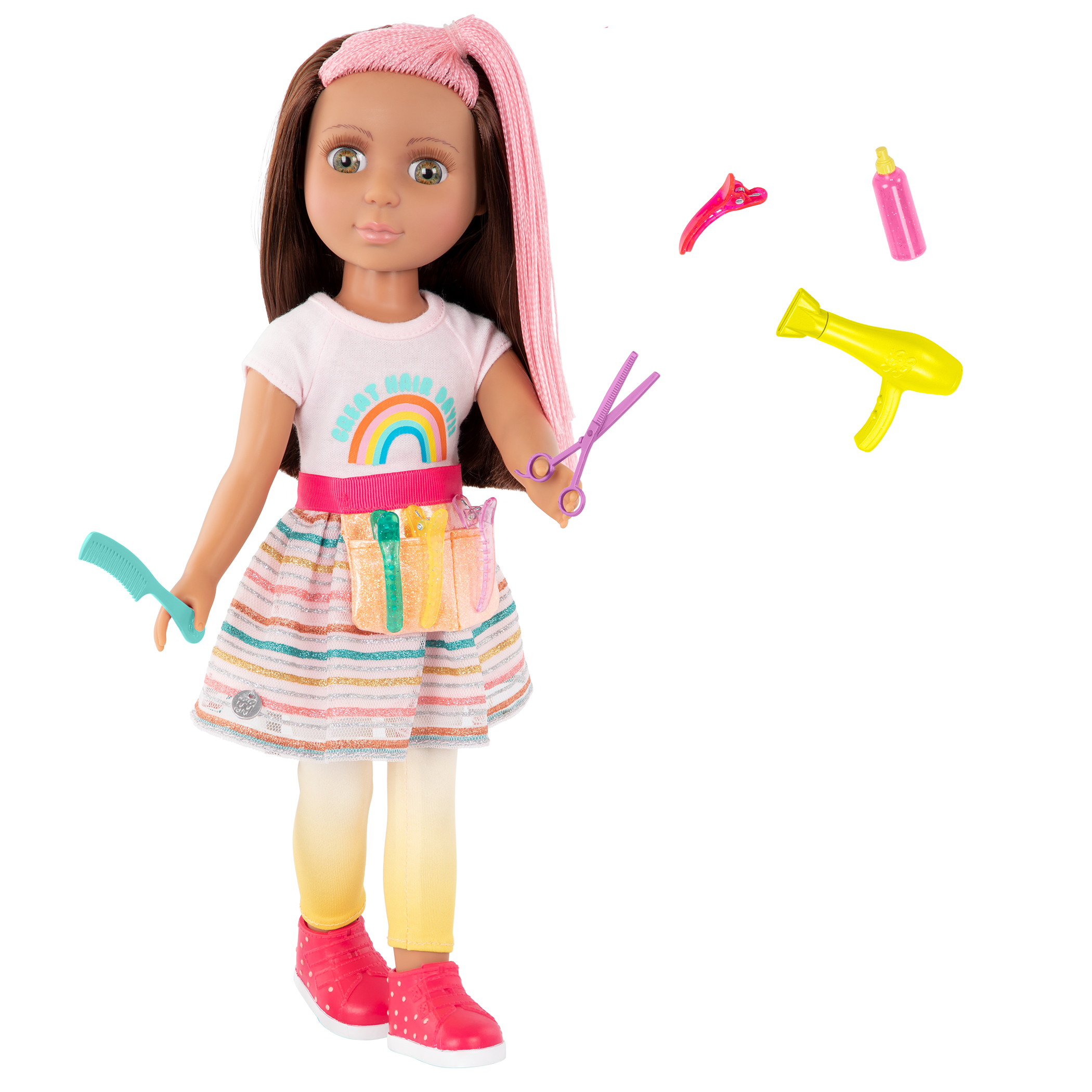 14-inch posable doll with hairdressing accessories