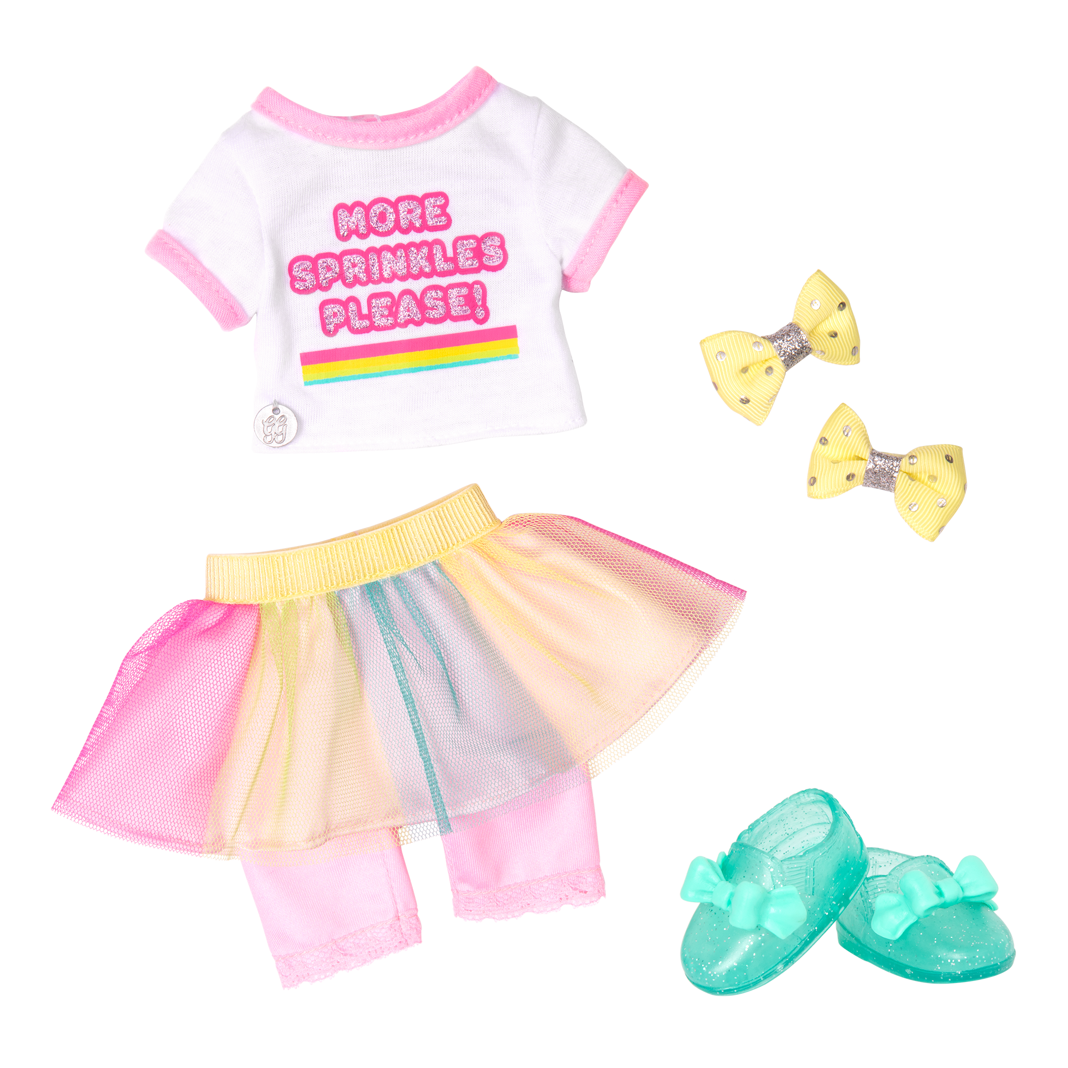 14-inch posable doll with brown hair and blue eyes