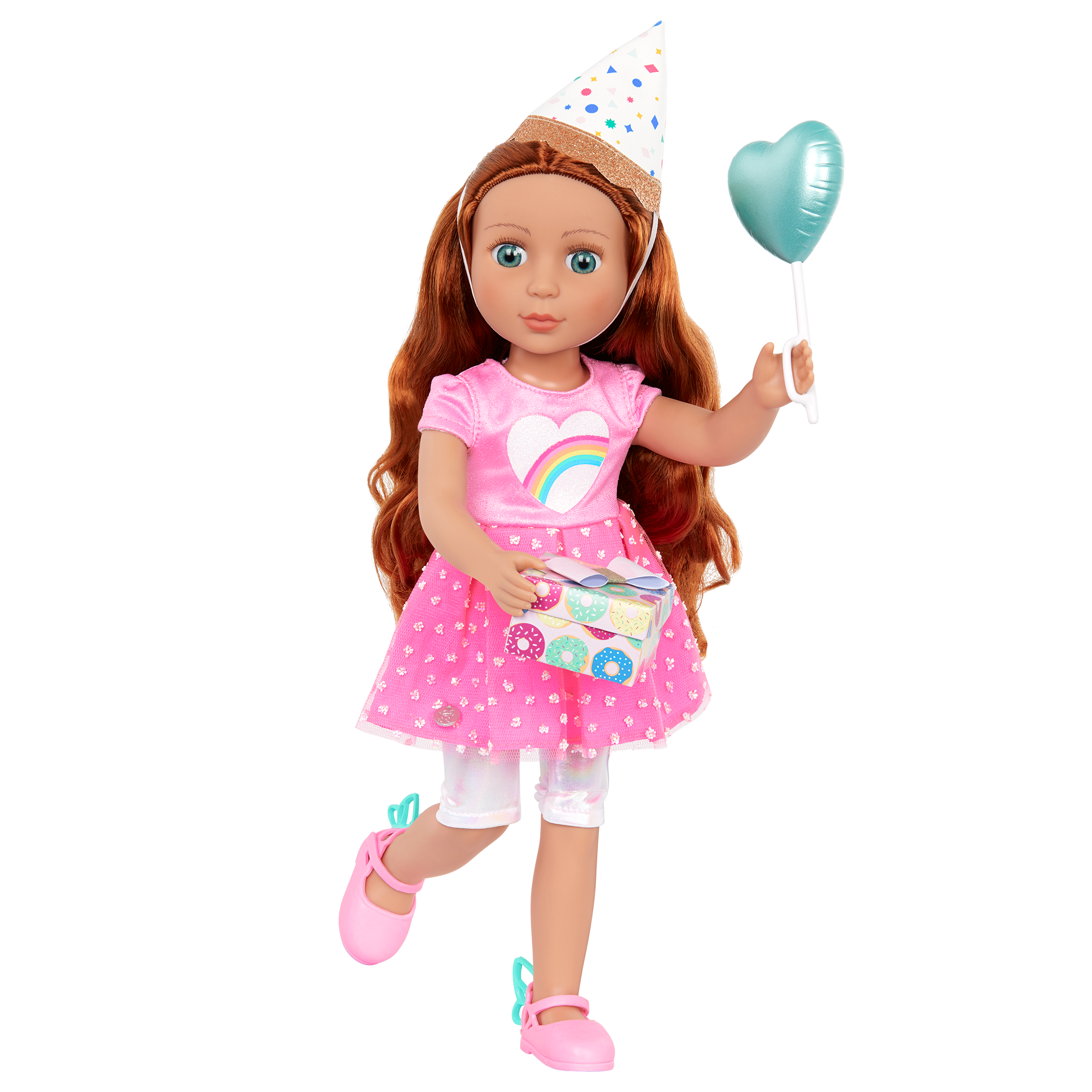 Glitter Girls Cicely 14-inch Birthday Doll with Heart-Shaped Balloon & Party Hat