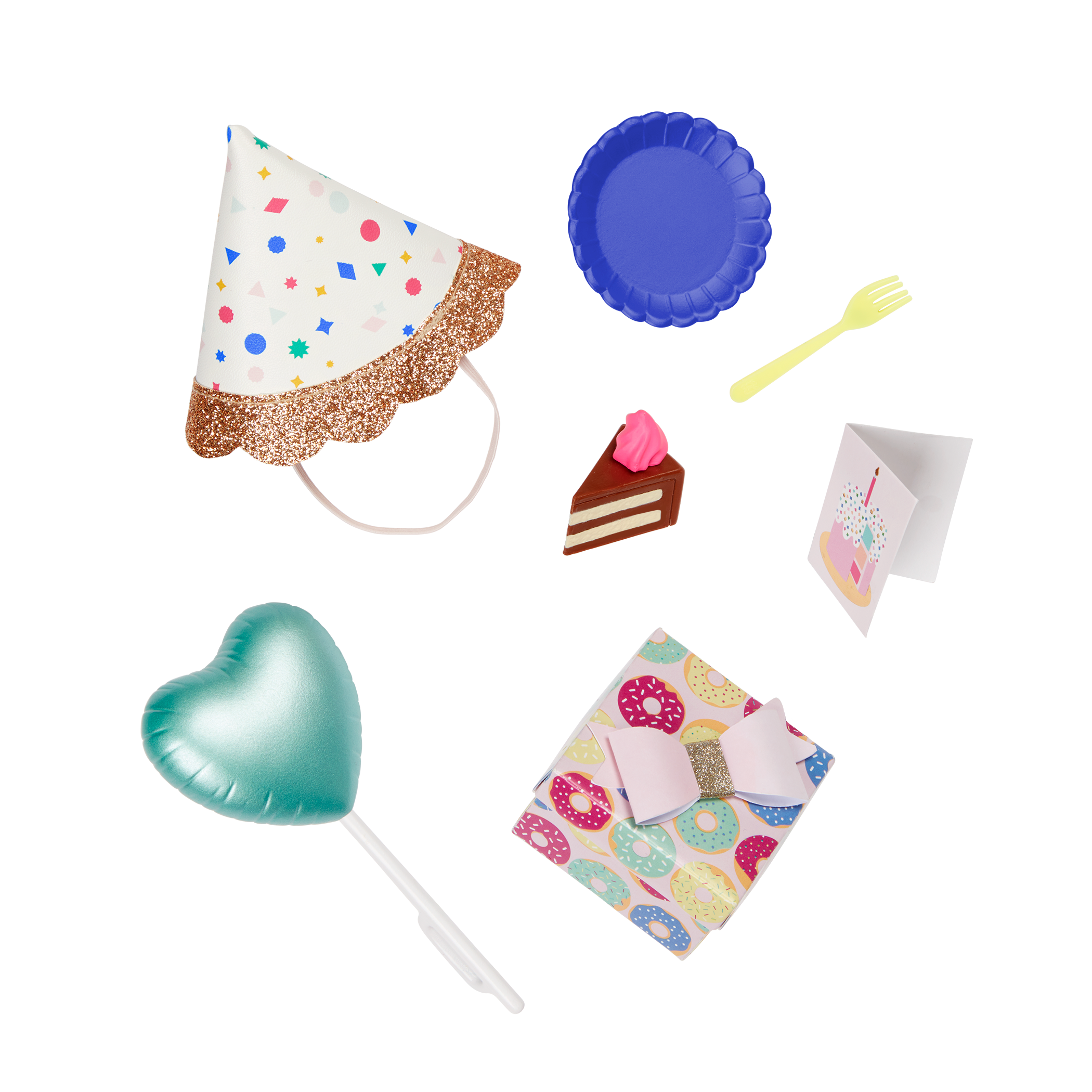 Glitter Girls Cicely 14-inch Birthday Doll with Heart-Shaped Balloon & Party Hat