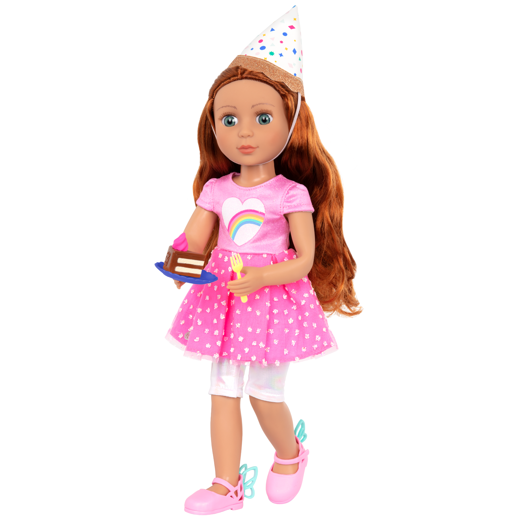 Glitter Girls Cicely 14-inch Birthday Doll with Heart-Shaped Balloon & Party Hat