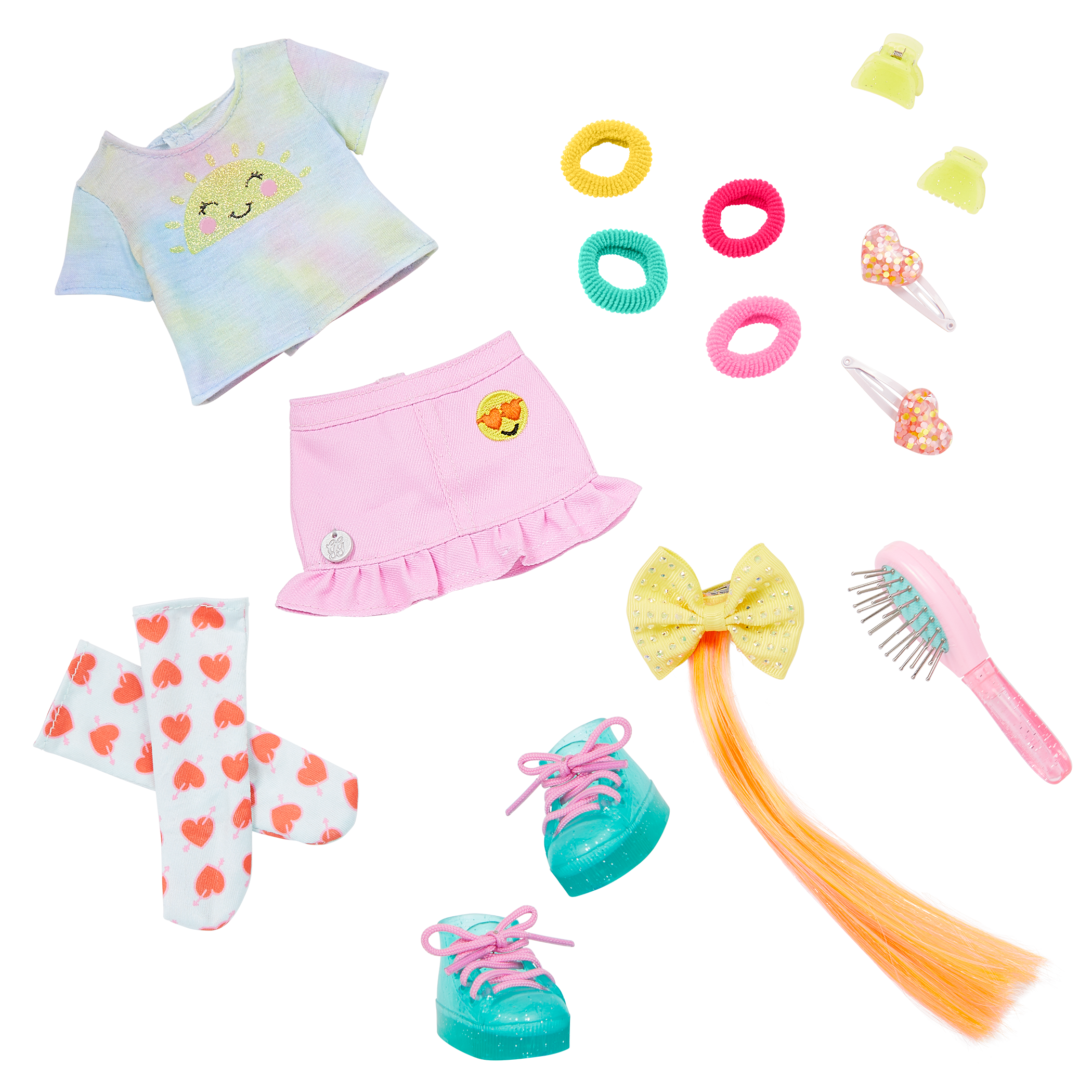 14-inch posable doll with turquoise hair and turquoise eyes with hair accessories