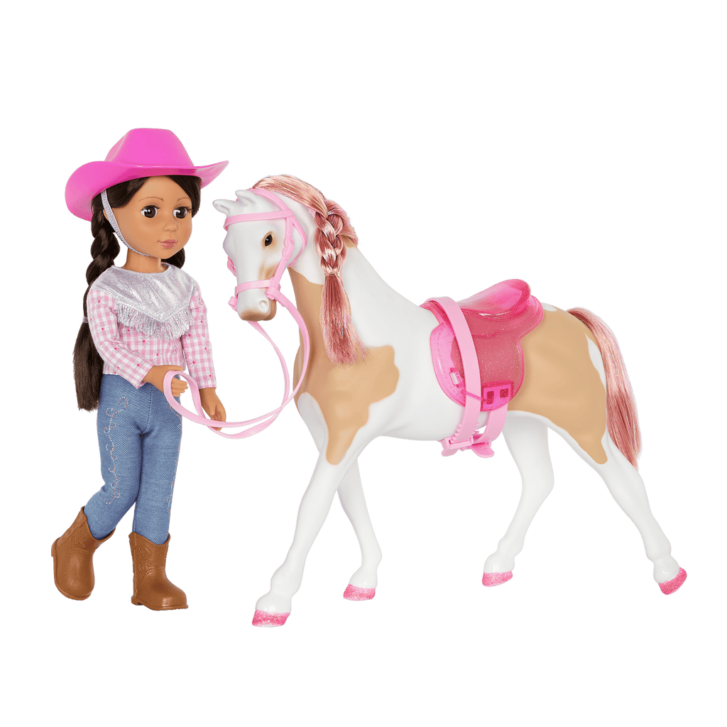 14-inch doll with patchy horse