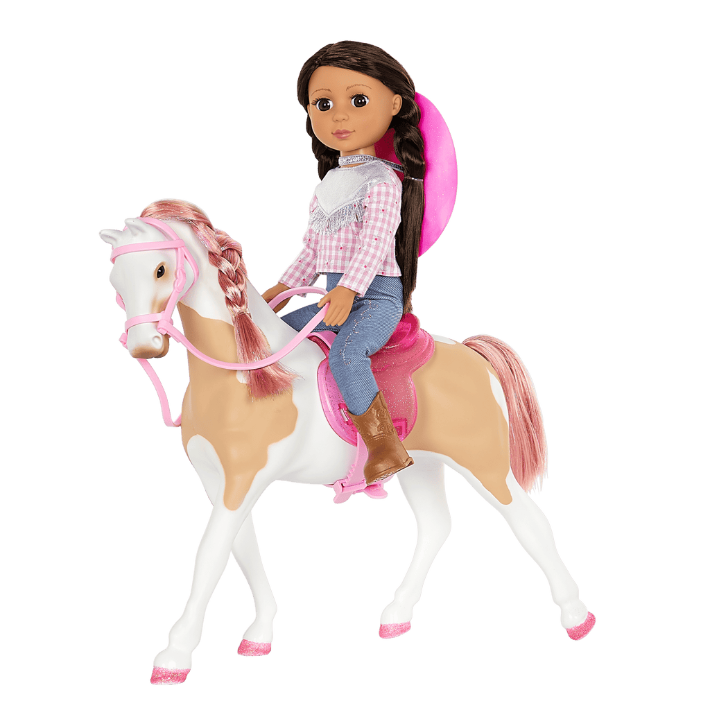 14-inch doll with patchy horse