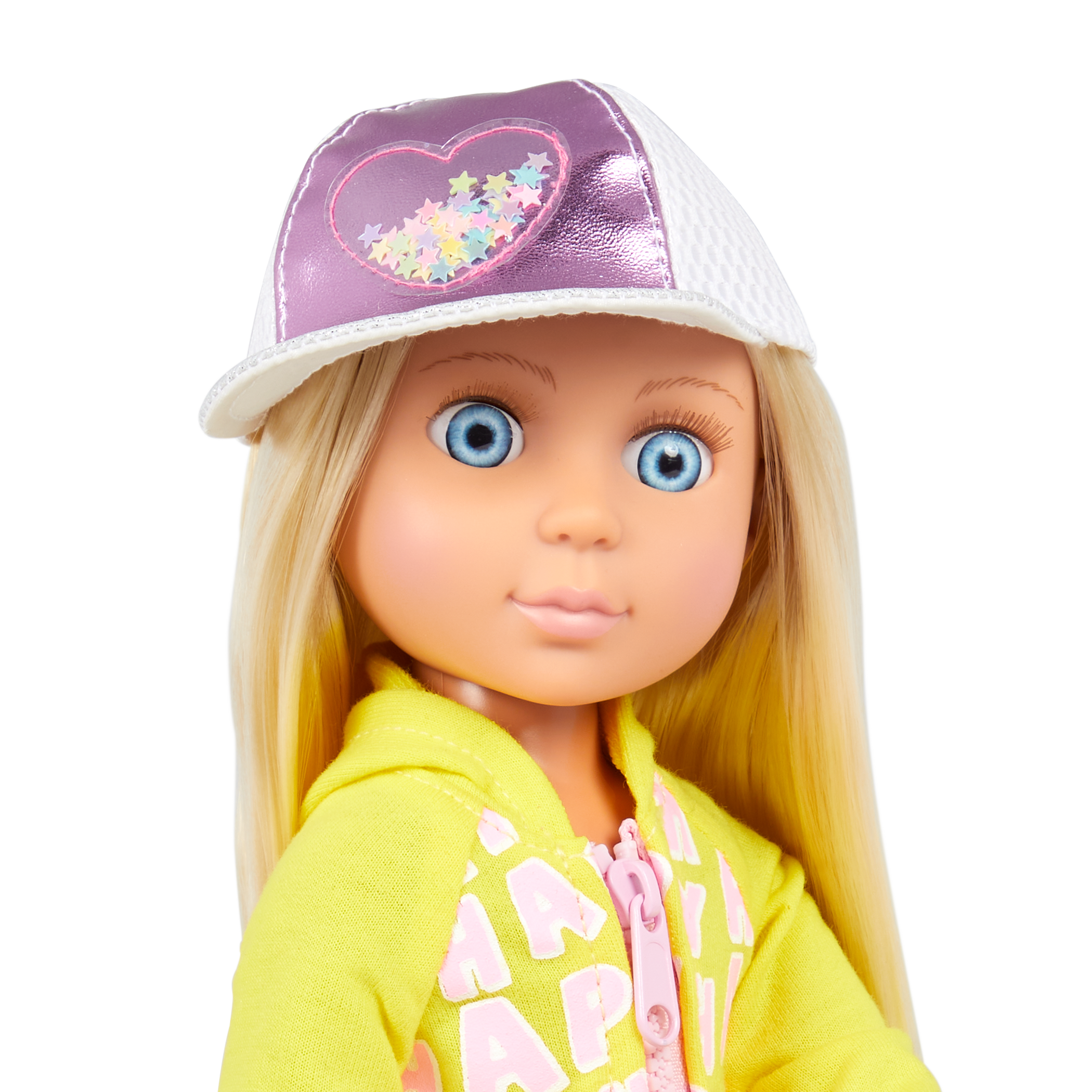 Doll in yellow jacket with white dog