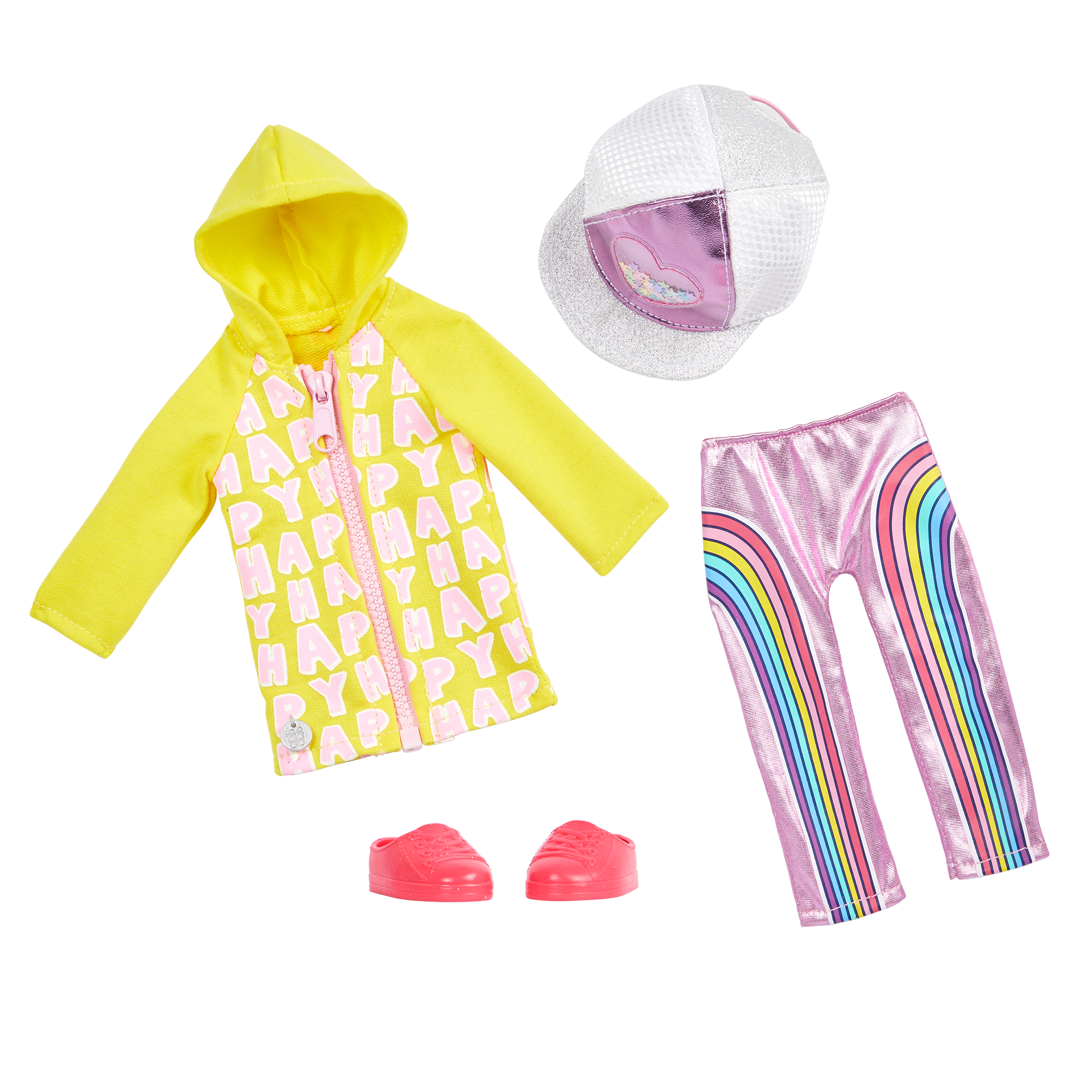 Doll in yellow jacket with white dog