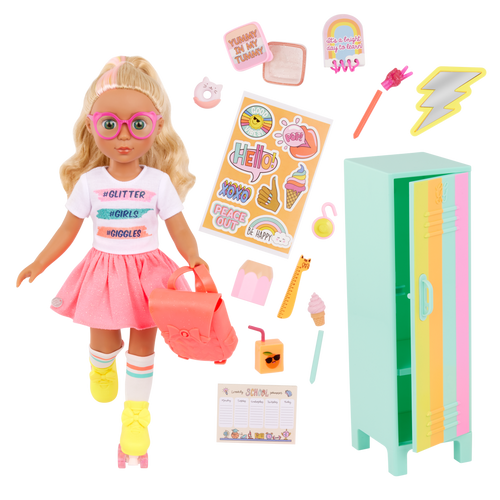Sunnie & GG School Locker Playset | 14” Doll | Glitter Girls