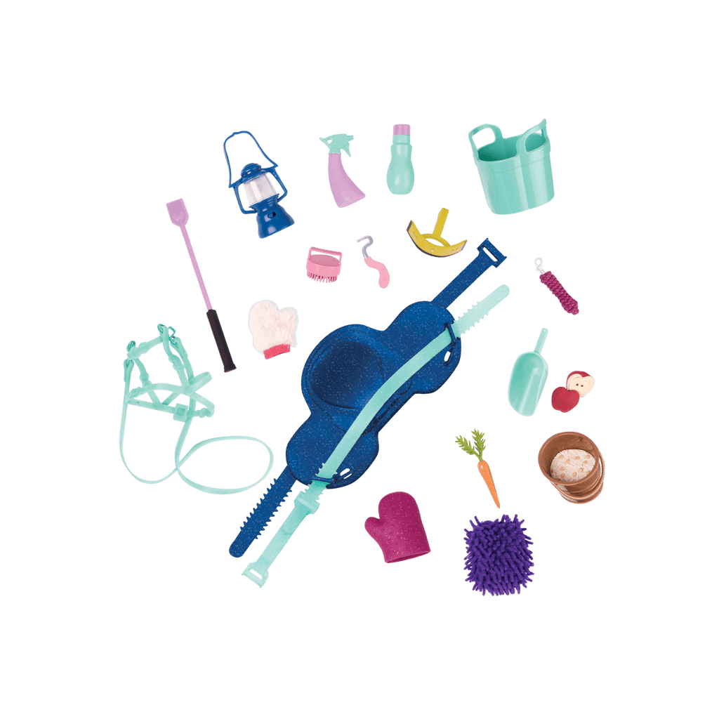 14-inch doll and horse in stable playset