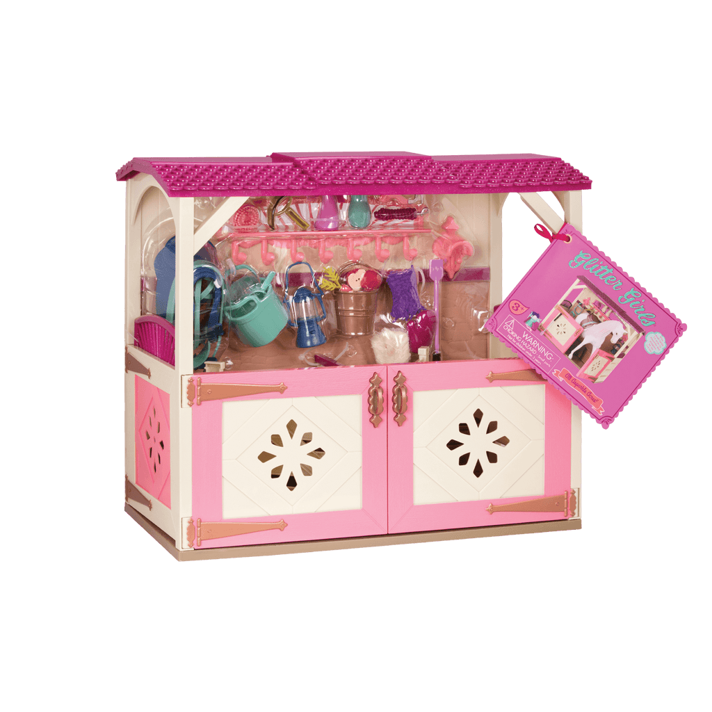 14-inch doll and horse in stable playset