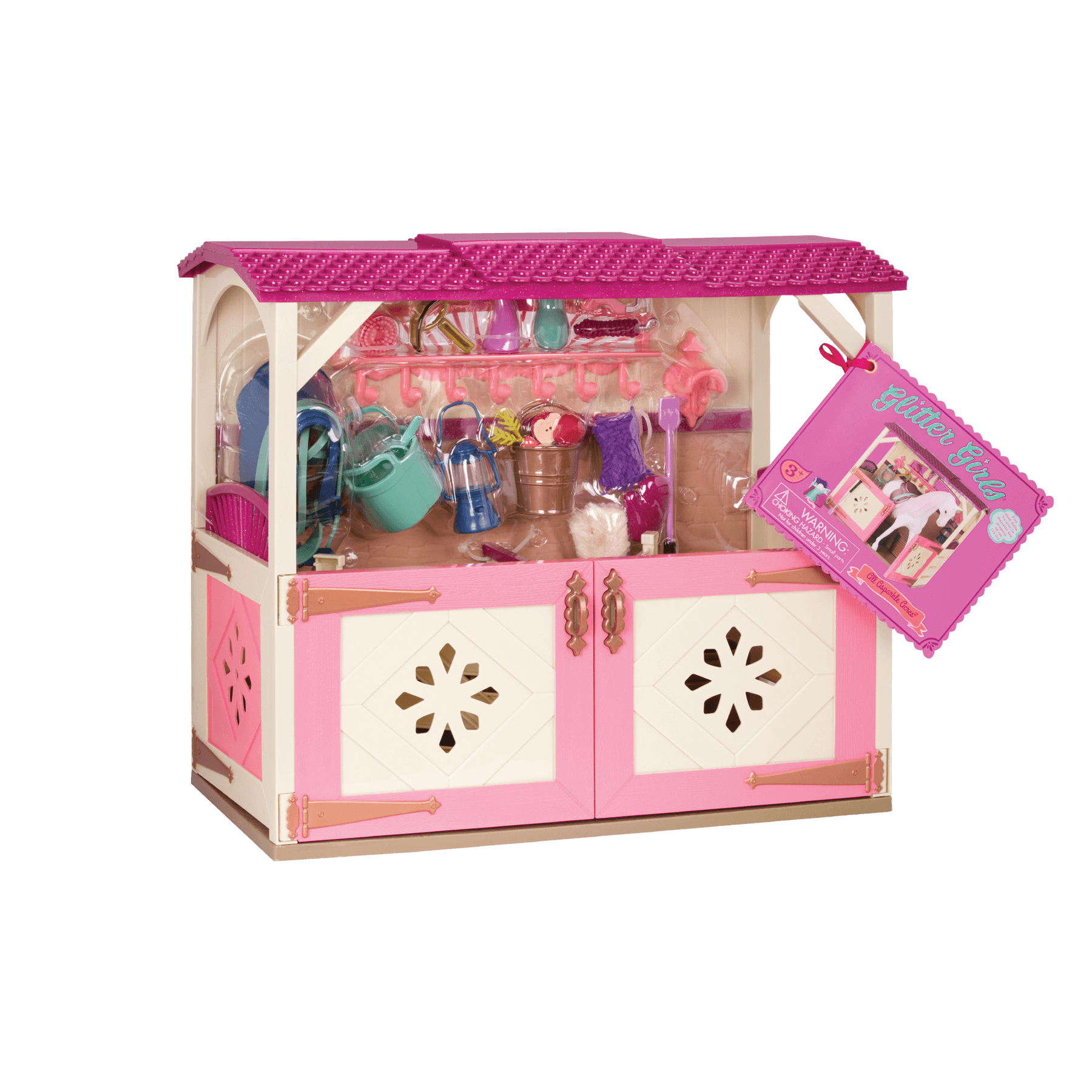 14-inch doll and horse in stable playset