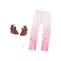 Pink ombre leggings and brown glitter boots for 14-inch doll