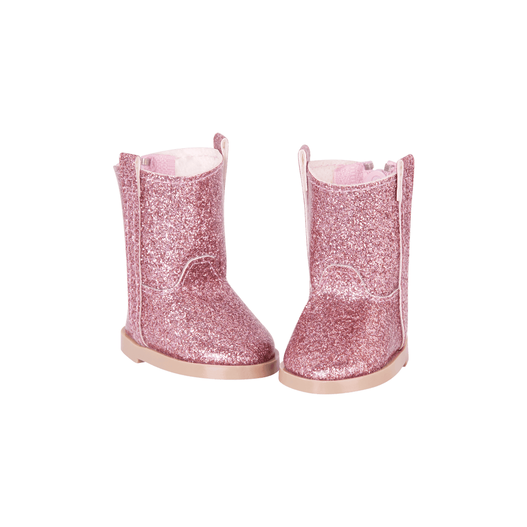 Pink glitter boots for 14-inch doll