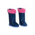 Blue glitter rain boots for 14-inch doll