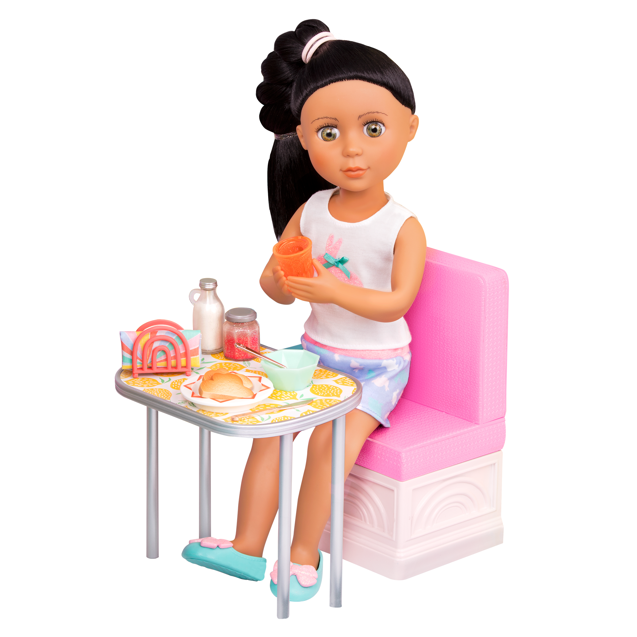 14-inch doll with breakfast playset