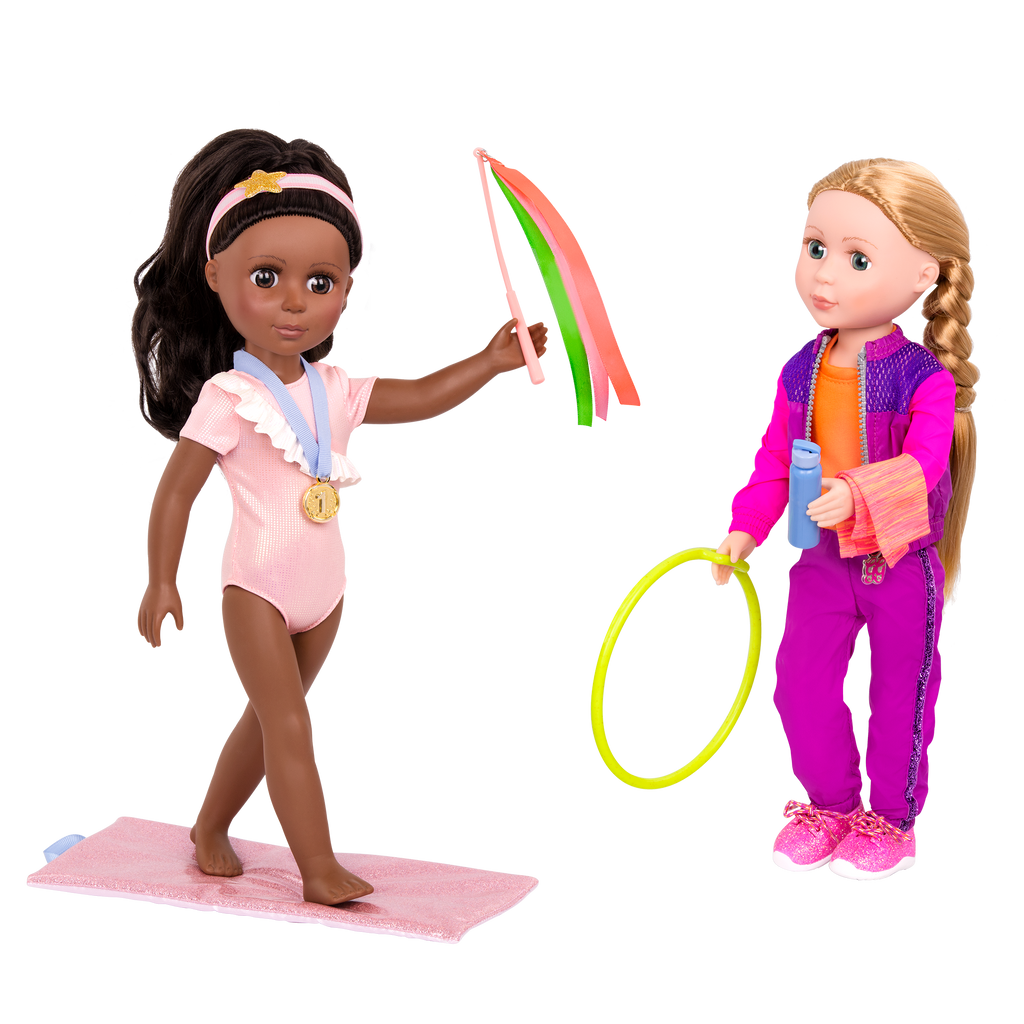 14-inch doll using gymnastic playset