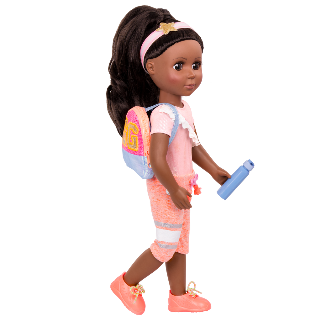 14-inch doll using gymnastic playset