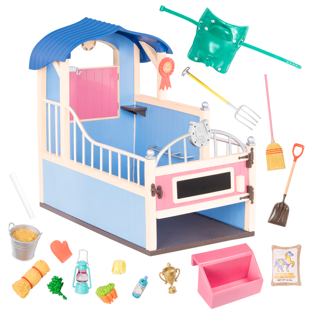 14-inch doll with horse stable playset
