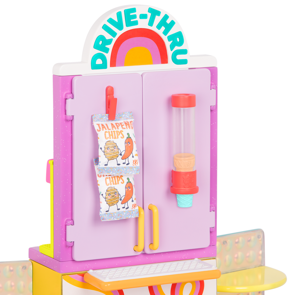 Drive-thru restaurant playset with toy food