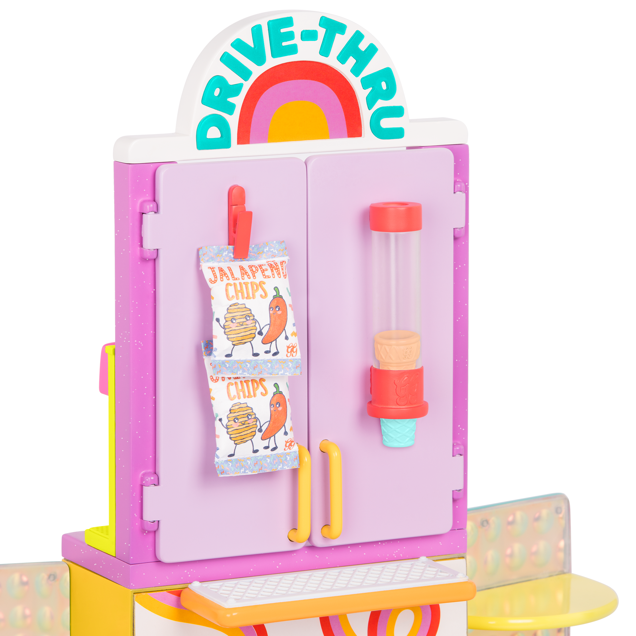 Drive-thru restaurant playset with toy food
