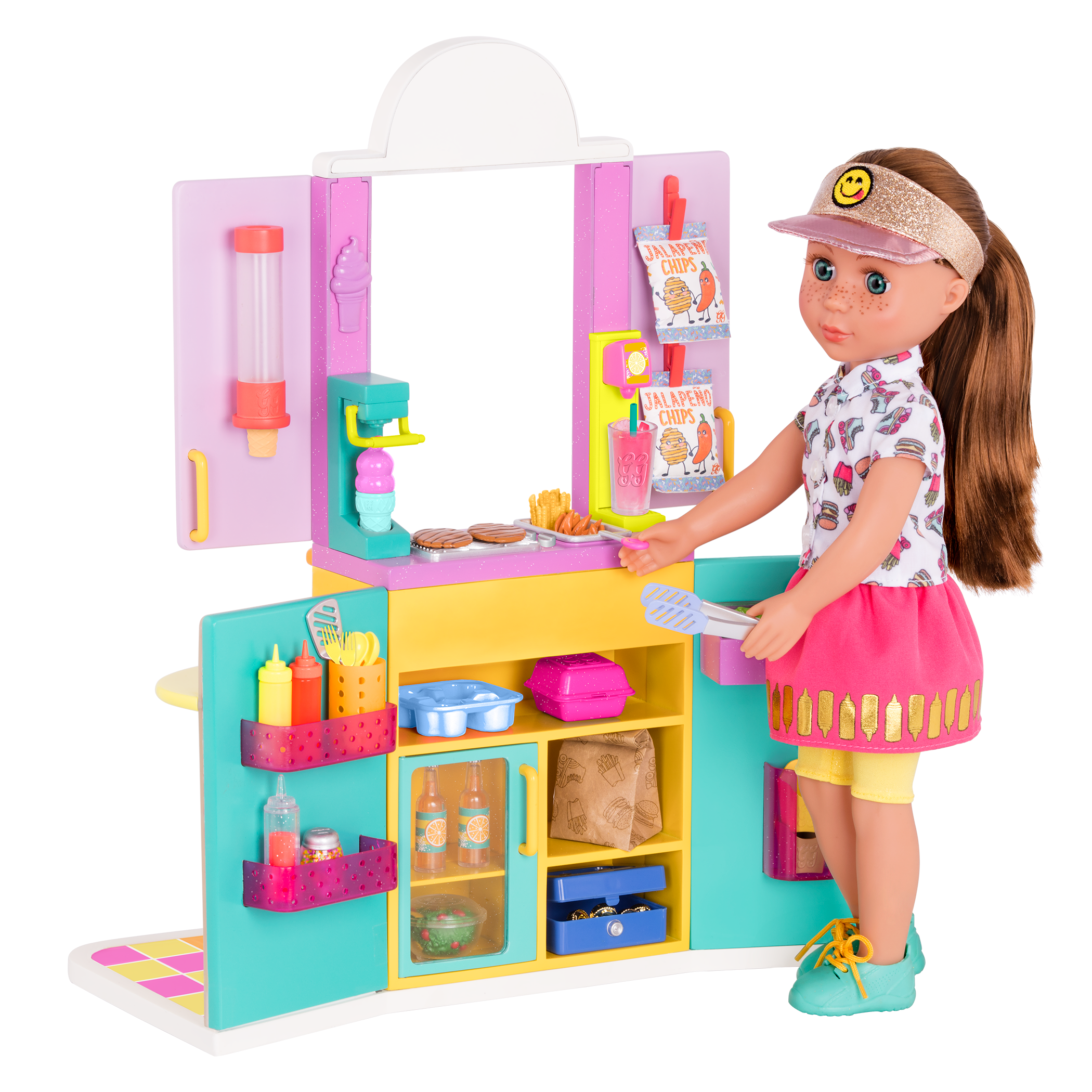 Drive-thru restaurant playset with toy food