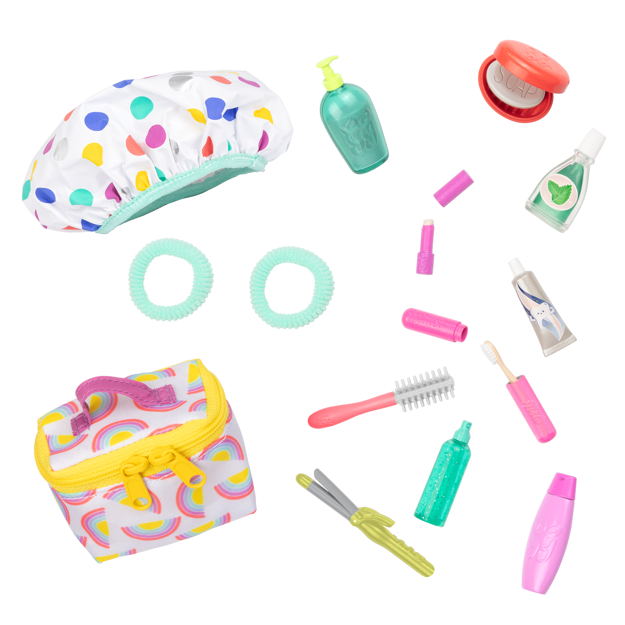 Two 14-inch dolls using travel bag and accessory playset