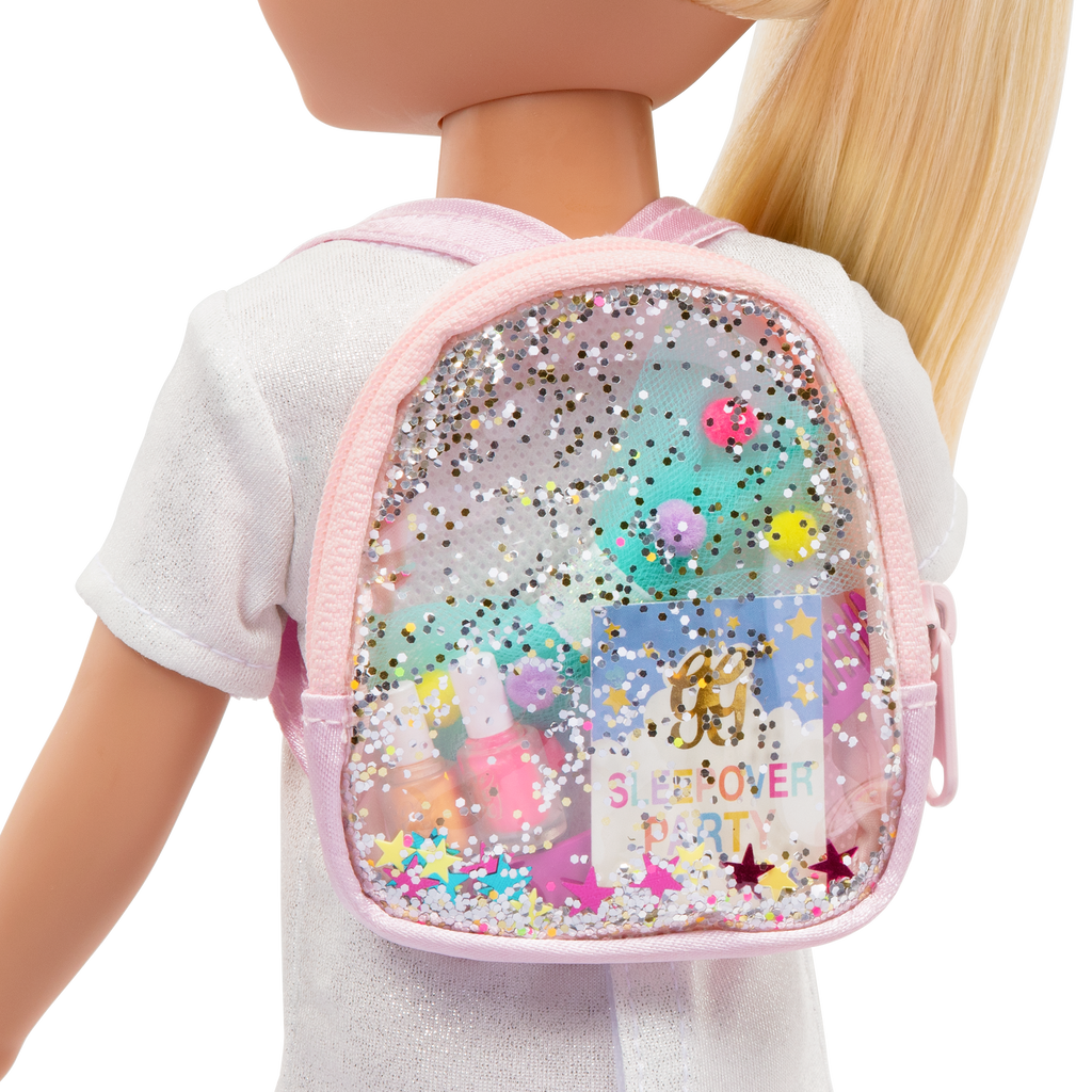 Two 14-inch dolls with sleepover party playset