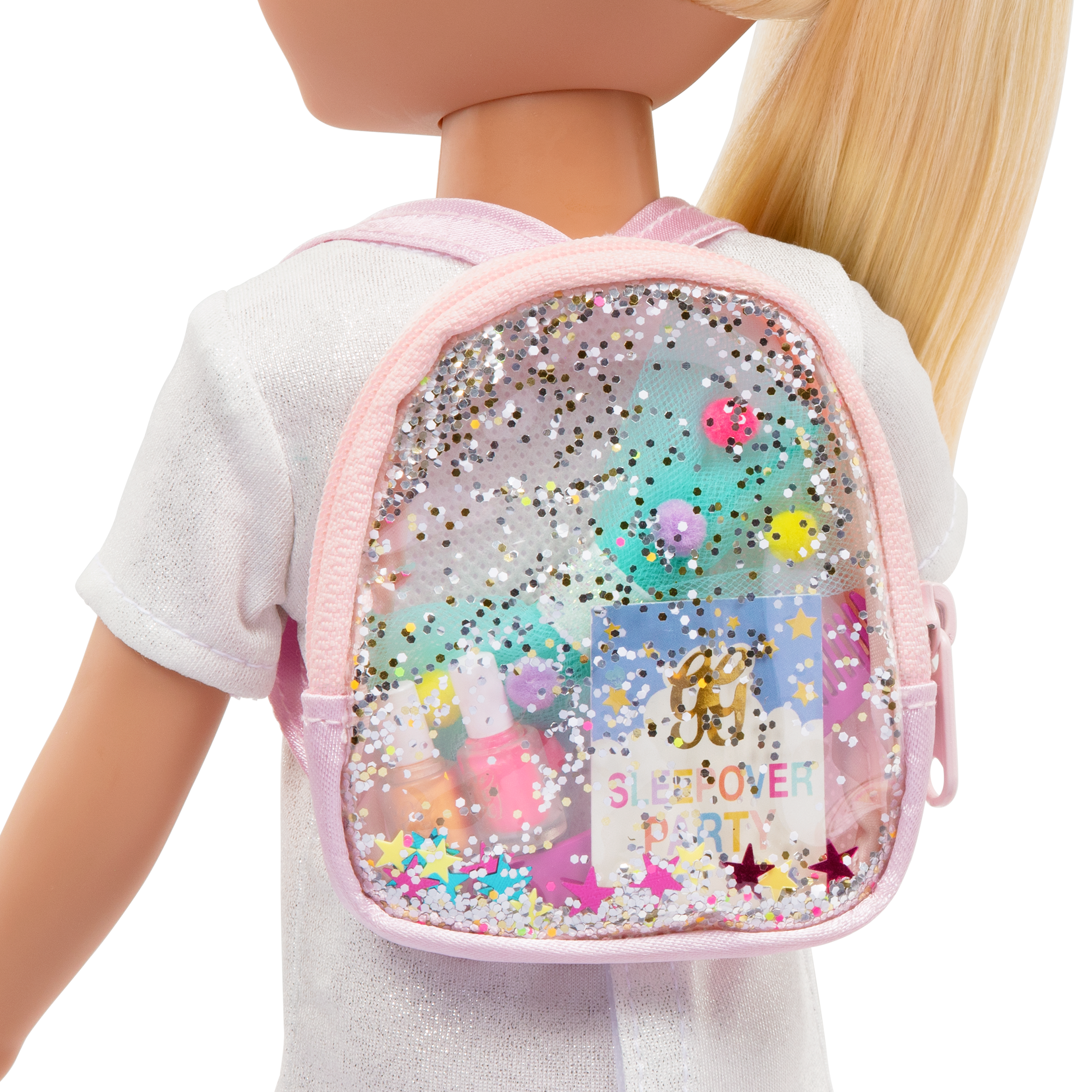 Two 14-inch dolls with sleepover party playset